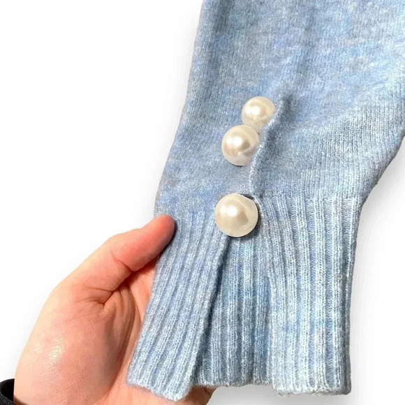 3.1 Phillip Lim Lofty Pullover Sweater Blue Alpaca Pearl Cuffs Size Small - Picture 6 of 7